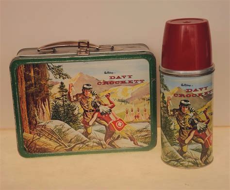 davy crockett metal lunch box|davy crockett lunch box 1955.